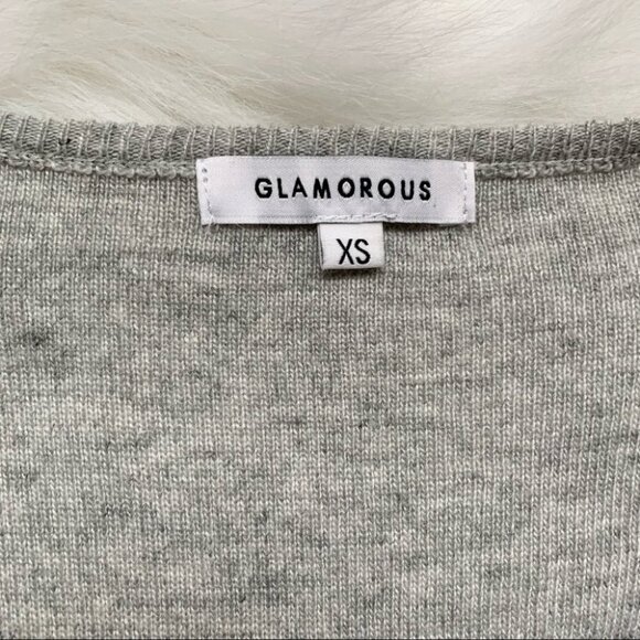 ASOS Glamorous Sweater High Low V-Neck Side Slit Knit Wool blend Grey Size XS - Picture 7 of 15